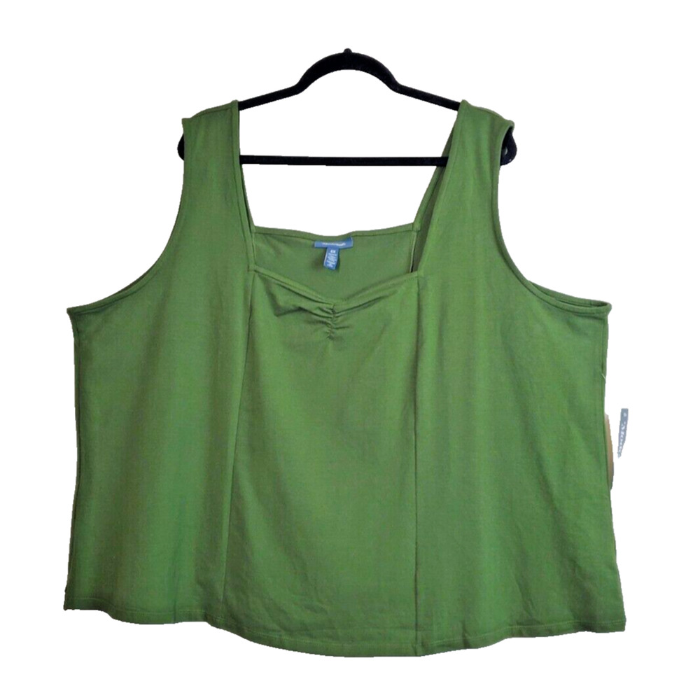 New Modcloth Womens 4X Top Sleeveless Tank Top Green Cotton Spandex Stretch Plus